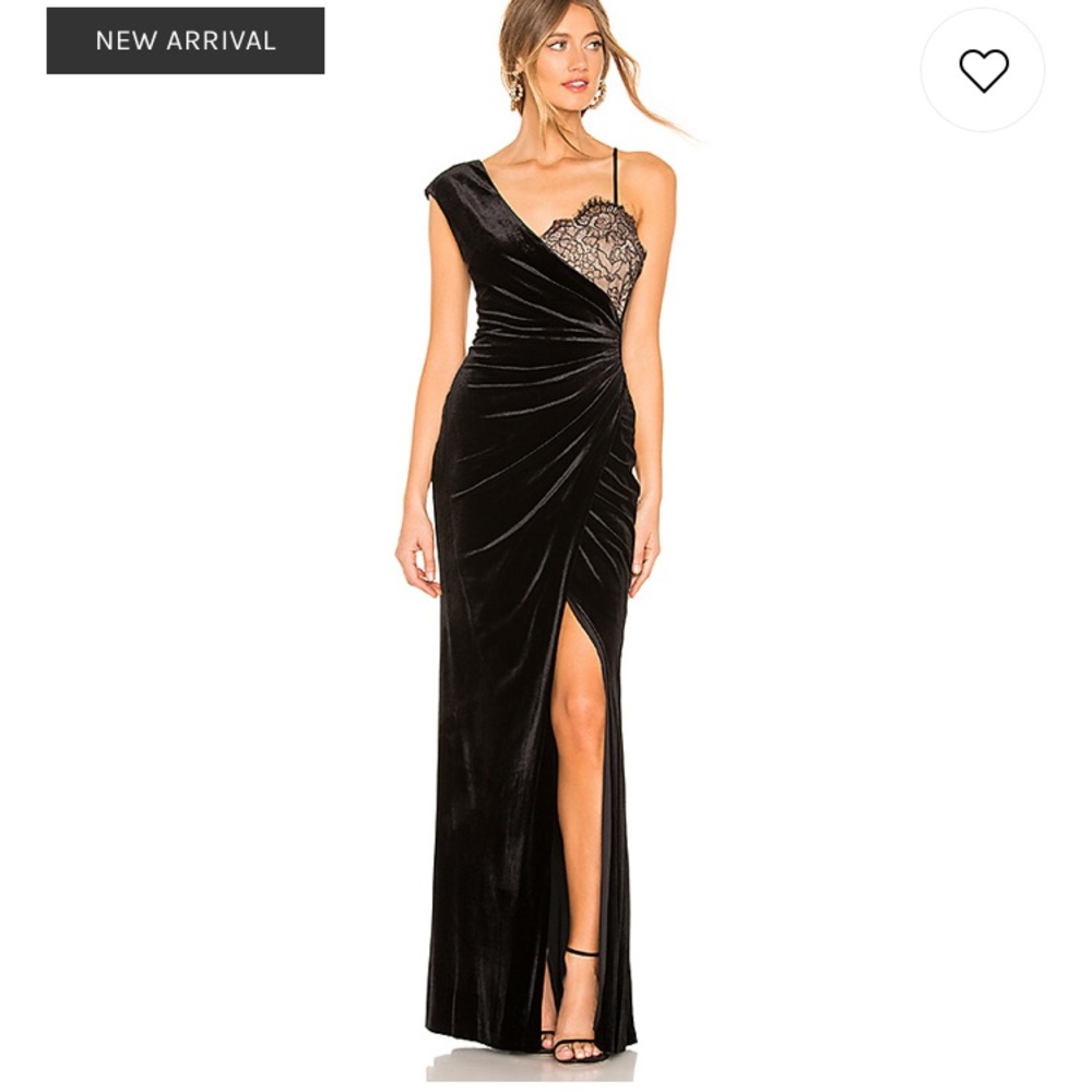 BCBG asymmetric black velvet dress